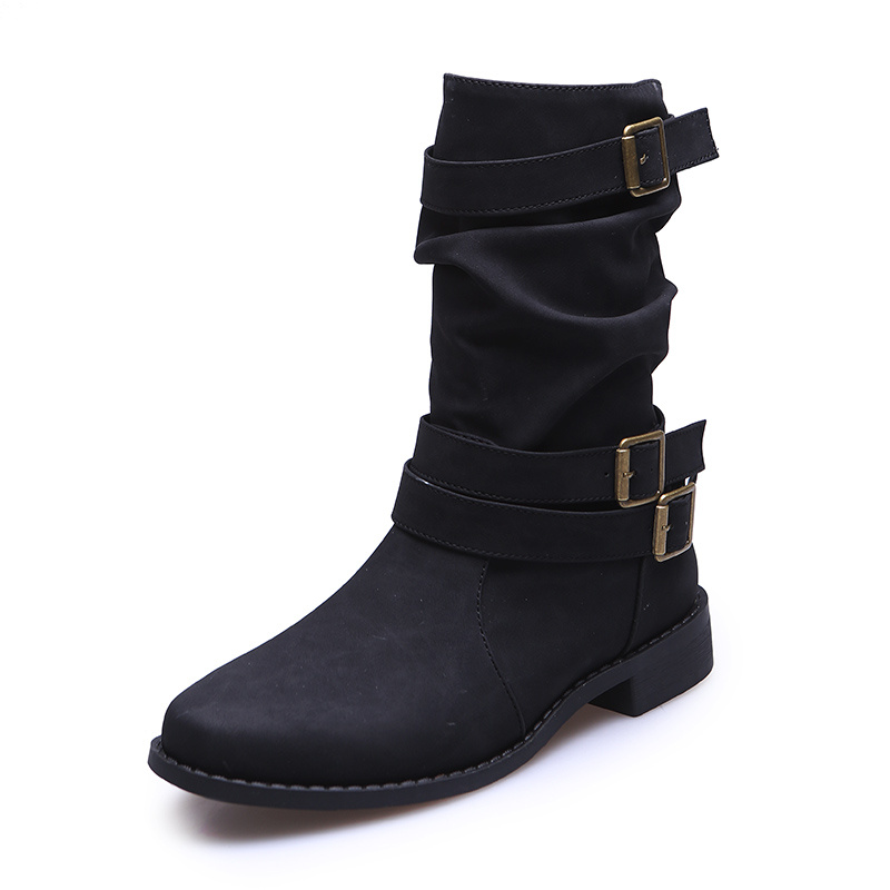 Faux Leather Winter Boots Women s Calf Dressy Boots - Temu