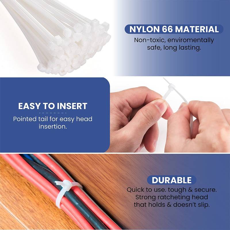 Tiger Ties USA 500pc White 9" Nylon Zip Ties – 40lb Tensile, UV Stable, Industrial Grade (Made In USA)
