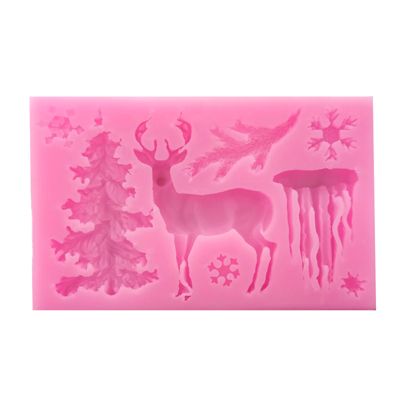 3d Silicone Mold, Christmas Elk Christmas Tree Snowflake Ice Column Fondant  Mold For Diy Pudding Chocolate Crystal Candy Desserts Ice Cube Gum Paste  Cupcake Cake Topper Decoration Soap Mould Handmade Ice Cream