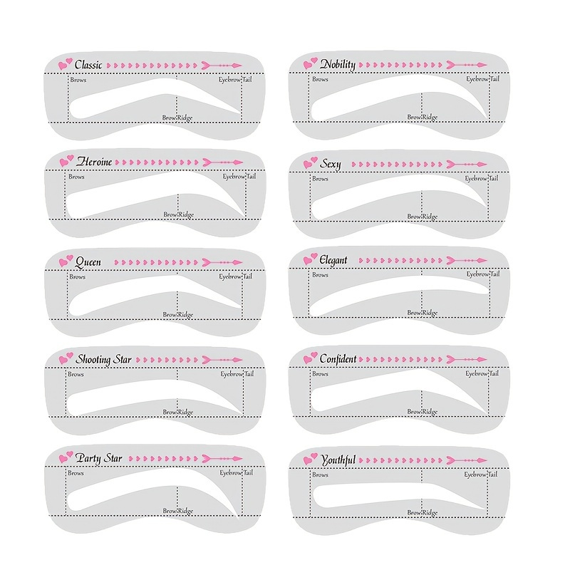 

10pcs Pochoirs à Sourcils en Plastique Hypoallergéniques, Outils de Beauté DIY Réutilisables pour Débutants & , Modèles de Façonnage de Sourcils Étanches et Durables