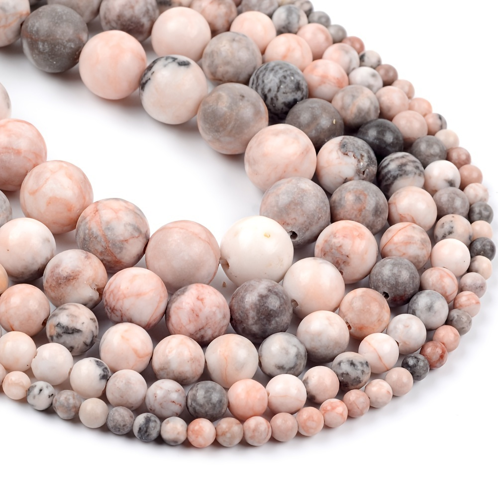 Natural Pink Zebra Jasper Loose Beads For Jewelry Making Diy Bracelets Necklace(Cord Not Included)