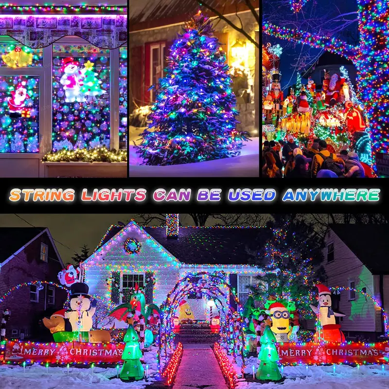 39ft led solar lights 100 lights outdoor waterproof fairy garland lights christmas party decorations garden solar lights white warm white multicolor details 0
