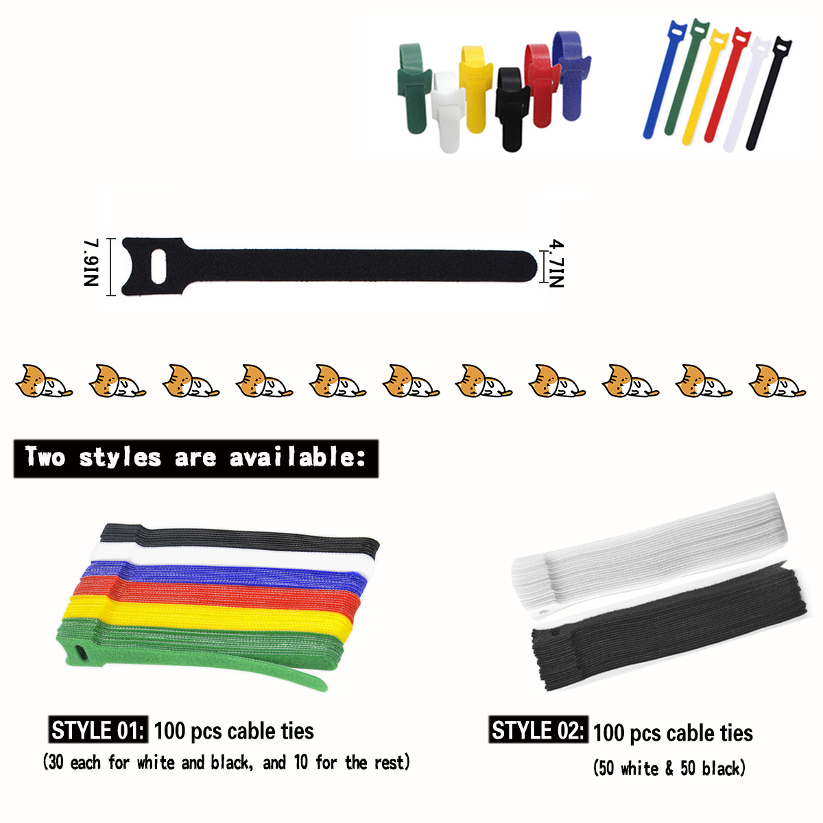 100pcs Box Removable Cable Straps Data Cable Ties Reusable Temu