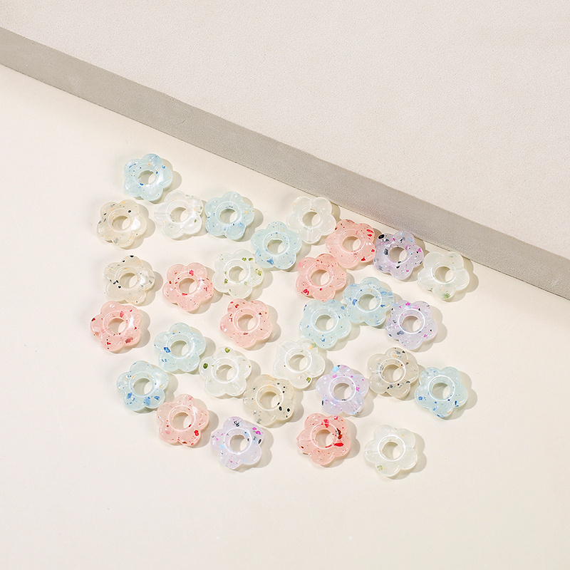 Image of 30pcs Jewelry Additions Bead Multicolor Mixed Hollow 5-petal Flowers For Necklace Bracelet And Other Jewelry Materials