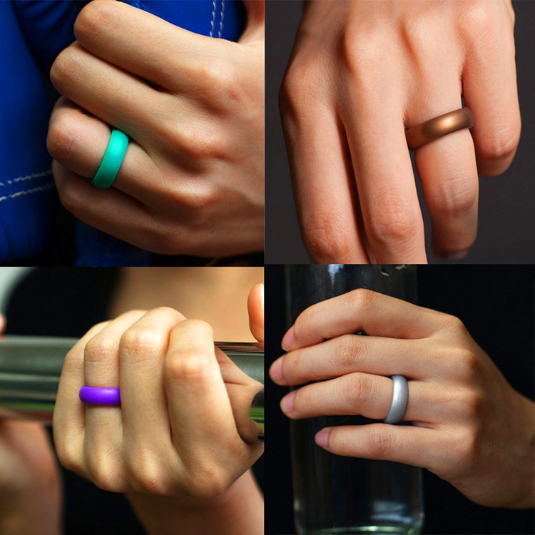 Matching Men & Ladies Wedding Band Rubber Silicone Ring Set