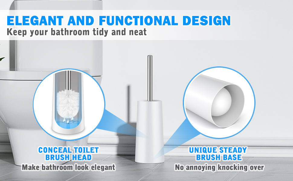 ixo toilet brush stand 2 pack toilet brush with 304 stainless steel long shank bathroom toilet brush ergonomic elegant     details 1