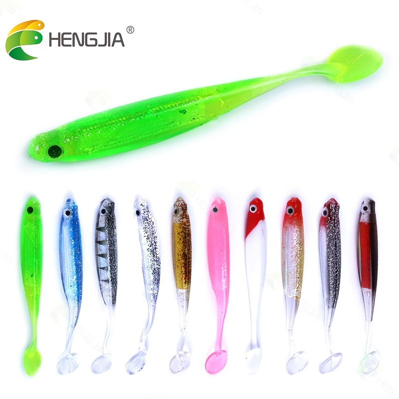 

10pcs Soft Silicon Fishing Lure - Shad Worm Swimbait Jig Head Fly Fishing Rubber - 3.94in (10cm) - Lifelike Design For Increased Catch Rates