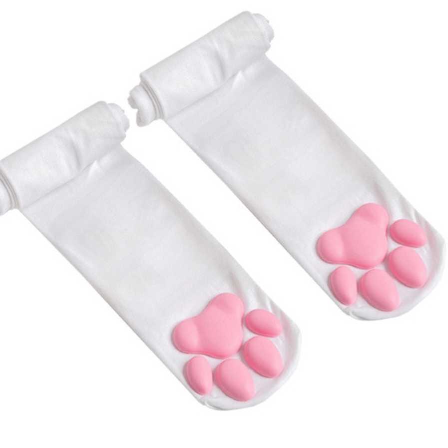 Cat Paw Pad Socks Thigh High Cute 3D Kitten Claw Stockings for