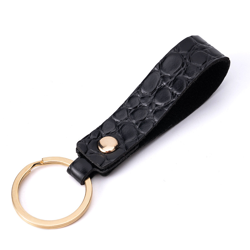Red Emboss LV Leather Keychain