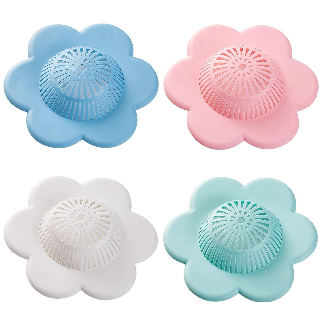 

4pcs Hair Catcher, Silicone Hair Stopper, Shower Drain Covers, Bathtub And Shower Drain Protectors, With Suction Cups Suit For Bathroom Bathtub And Kitchen