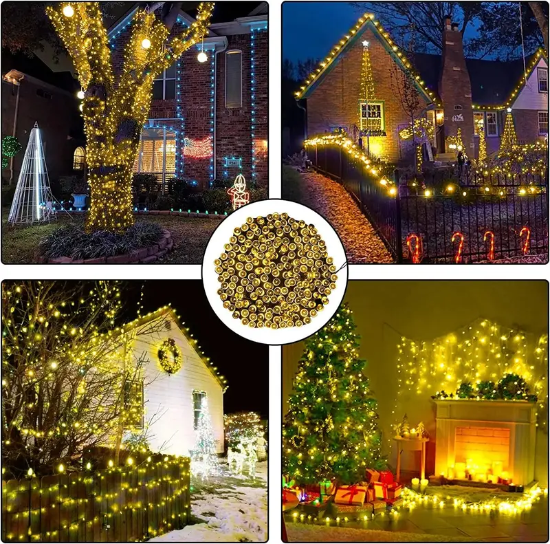39ft led solar lights 100 lights outdoor waterproof fairy garland lights christmas party decorations garden solar lights white warm white multicolor details 12