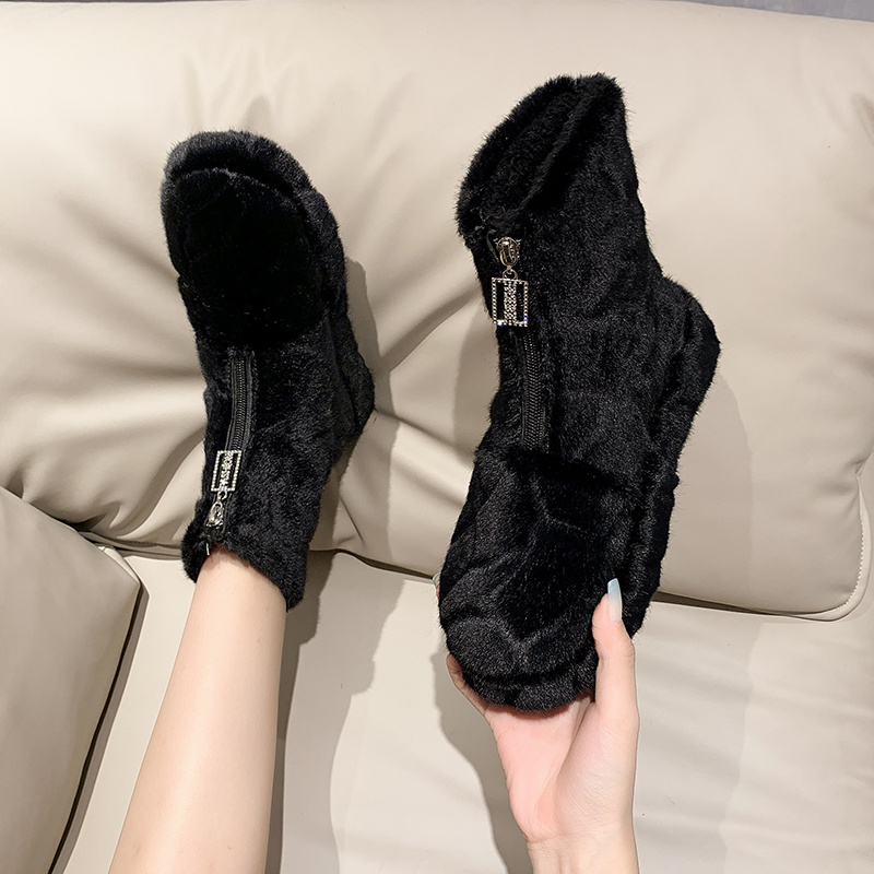 Women's Fuzzy Winter Ankle Boots Warm & Comfy Short Boots