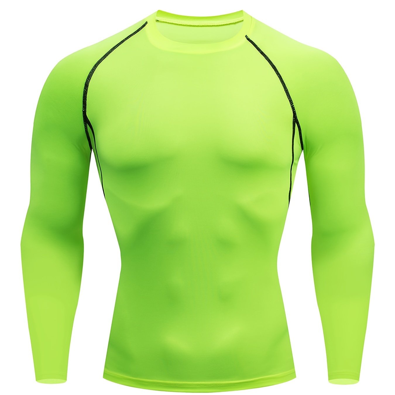 

Quick-dry Men's Compression Shirt - Fluorescent Green Athletic Base Layer For Workouts And Sports