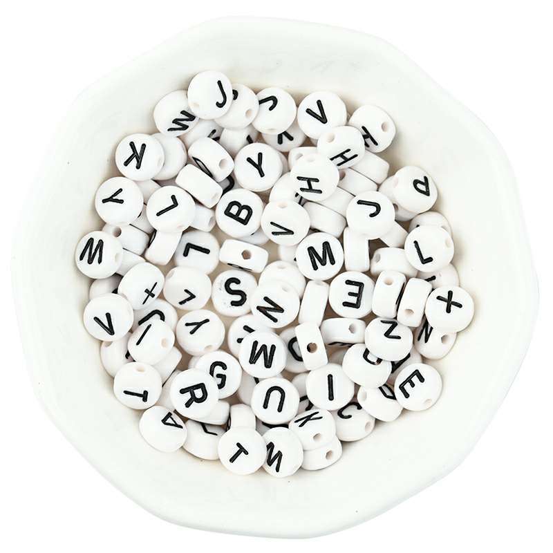 Acrylic Flat Letter Beaded Plain Single Letter Bead Diy - Temu