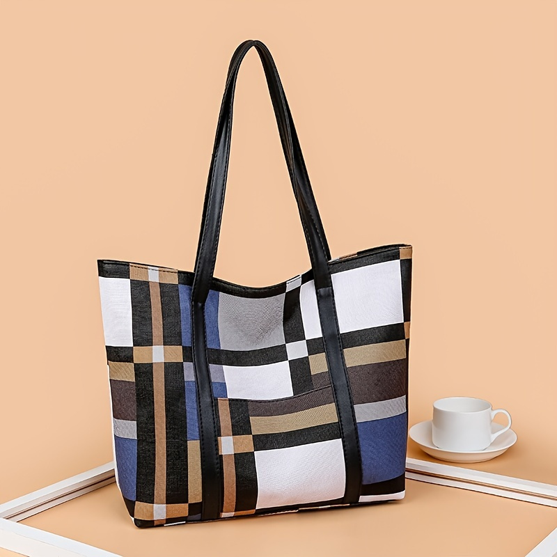 Colorblock Tote Bag Women's Fashion Large Capacity Shoulder Bag Casual ...