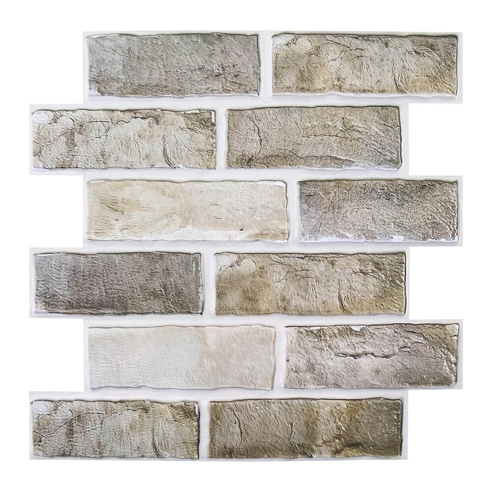 1 Sheet 10 Sheets 3d Gray Brick Peel And Stick Wall Tile Faux Brick