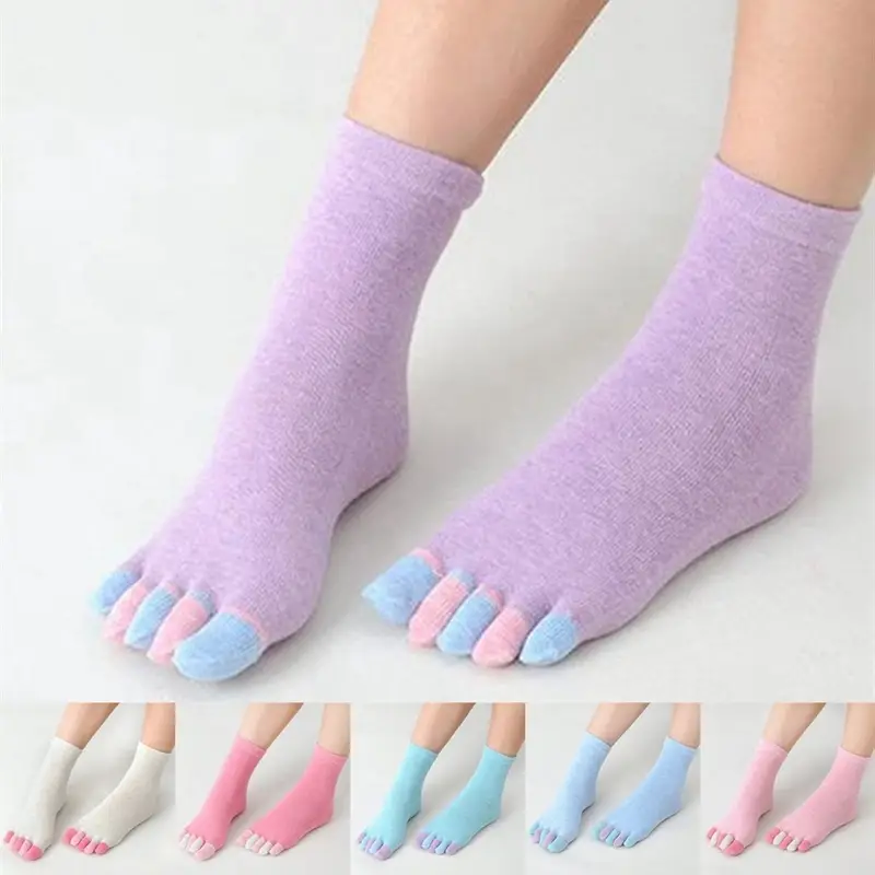 Ins-calcetines de cinco dedos trenzados con corazón para mujer, medias de  algodón de tubo medio