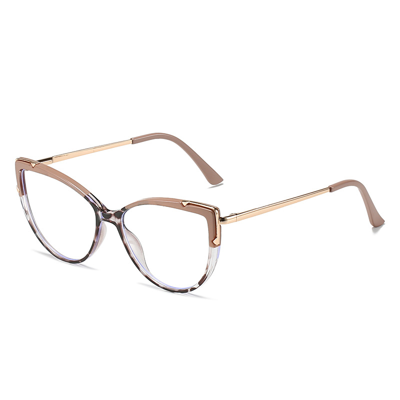 Cat Eye Oversized Round Frame Light Blocking Glasses