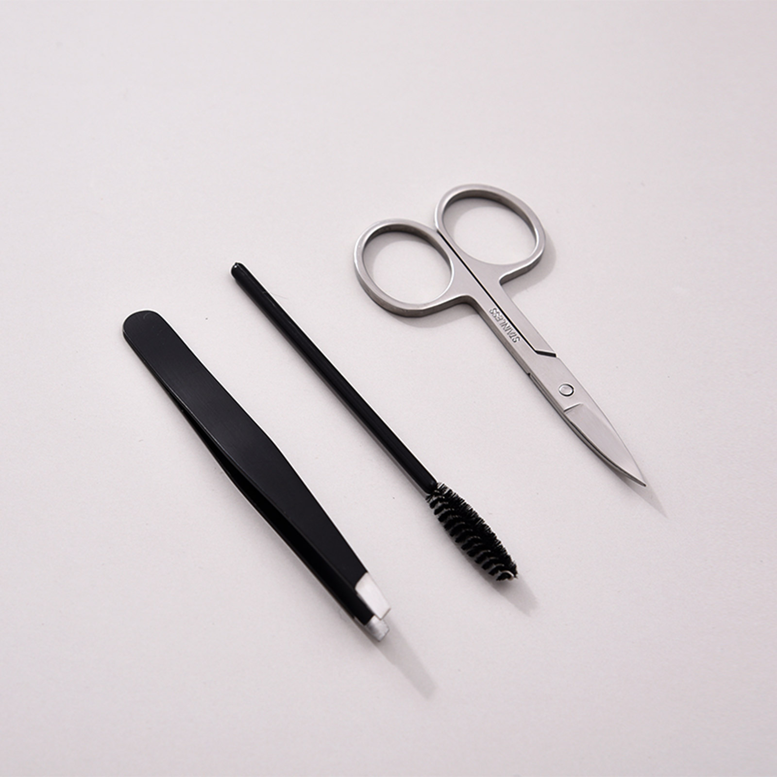 Eyebrow Scissors and Eyebrow Brush by - Eyelash Extensions Shaping Curved Craft Stainless Steel Scissors for Your Beauty