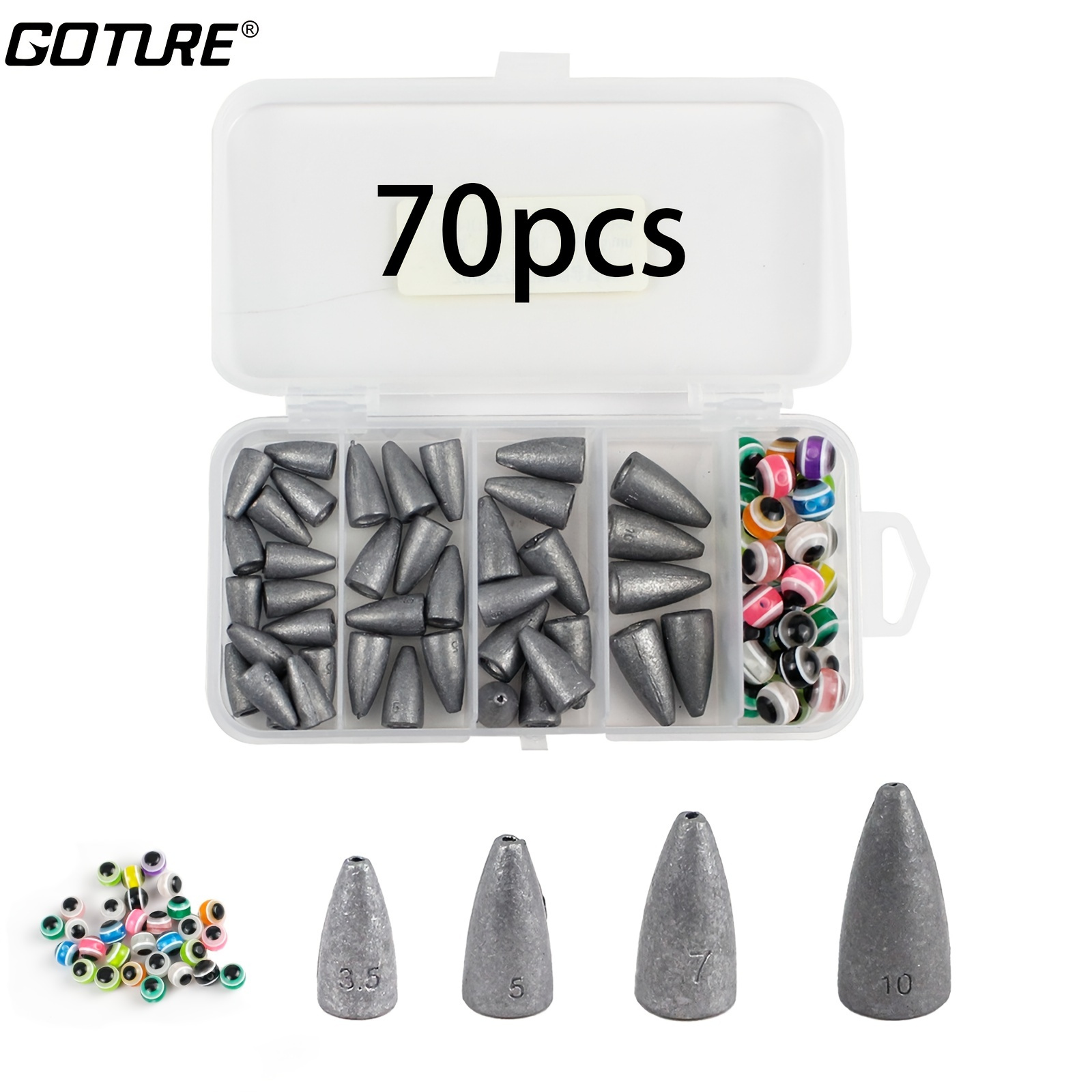70pcs * Fishing Weights And Beads Kit - Slip Bullet Sinkers, Worm Weights,  Fish Eye Beads For Improved Fishing Accuracy And Success