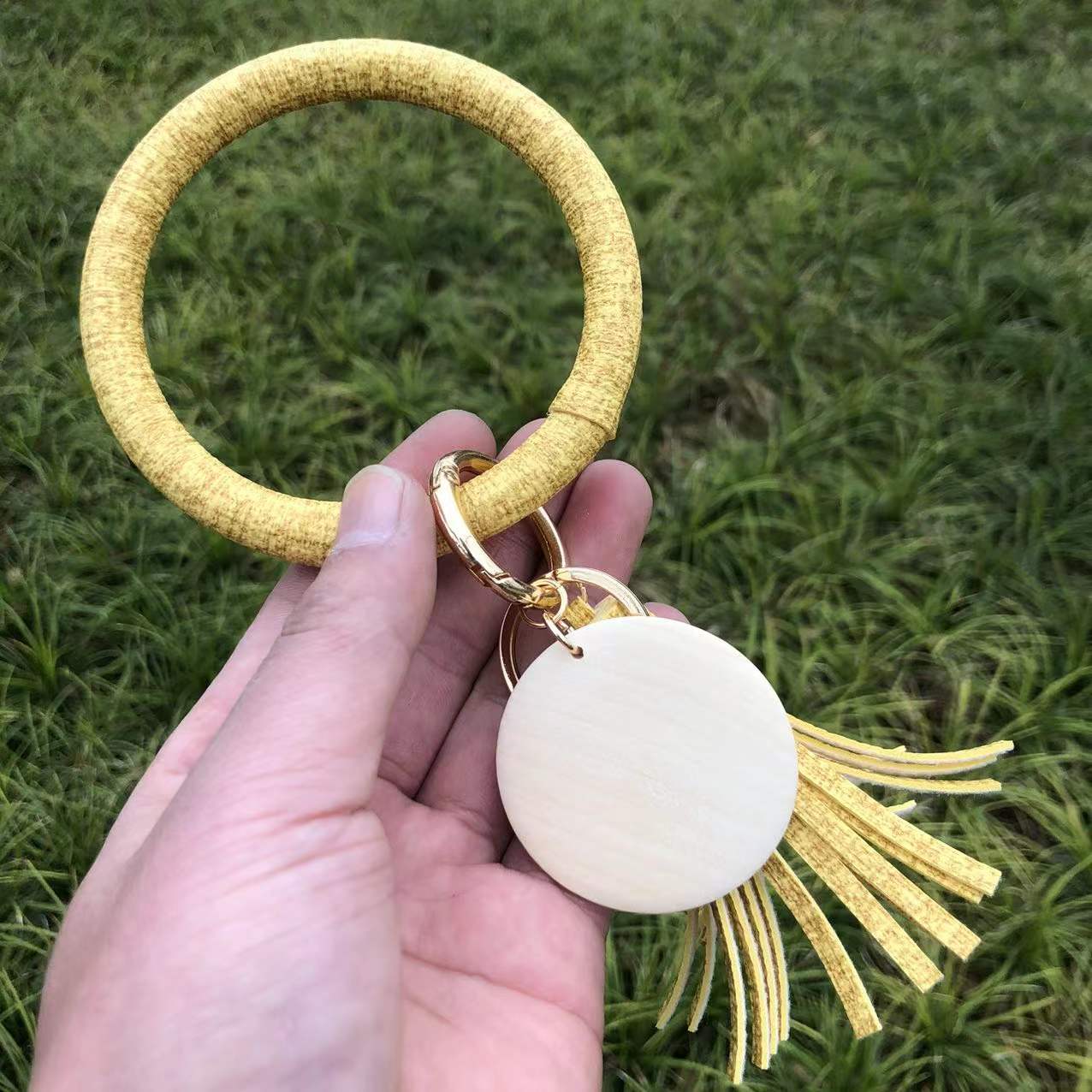 Large Circle Key Ring Leather Tassel Bracelet Holder Keychain Keyring For  Women Girl - Jewelry & Accessories - Temu