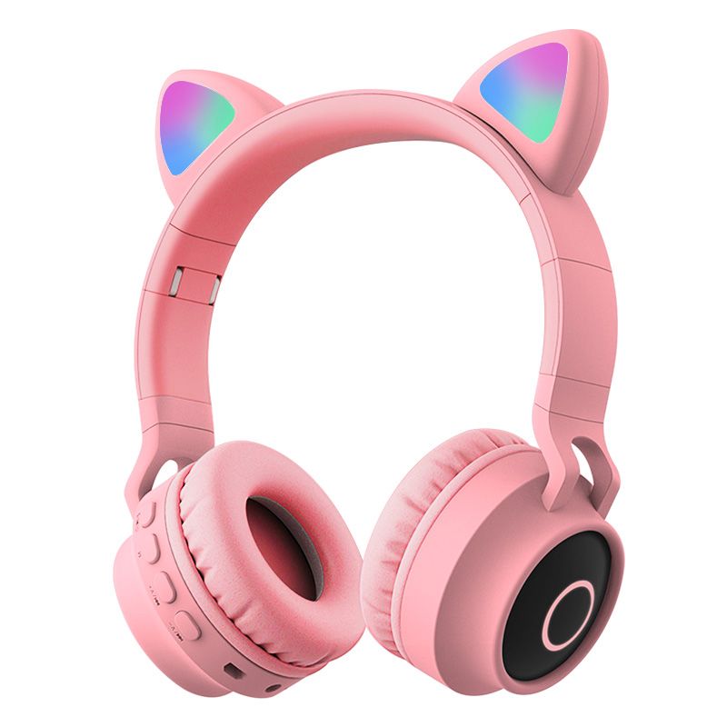 tdx cat ear headphones wireless 5 0 with cute led cat ears pink