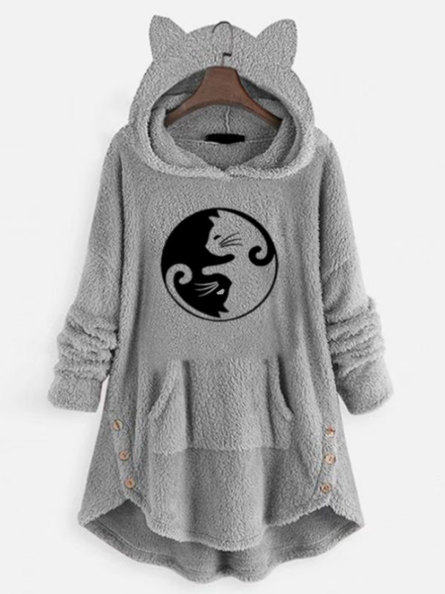 Baby Girl Cartoon Print Pattern Solid Color Terry Hoodie