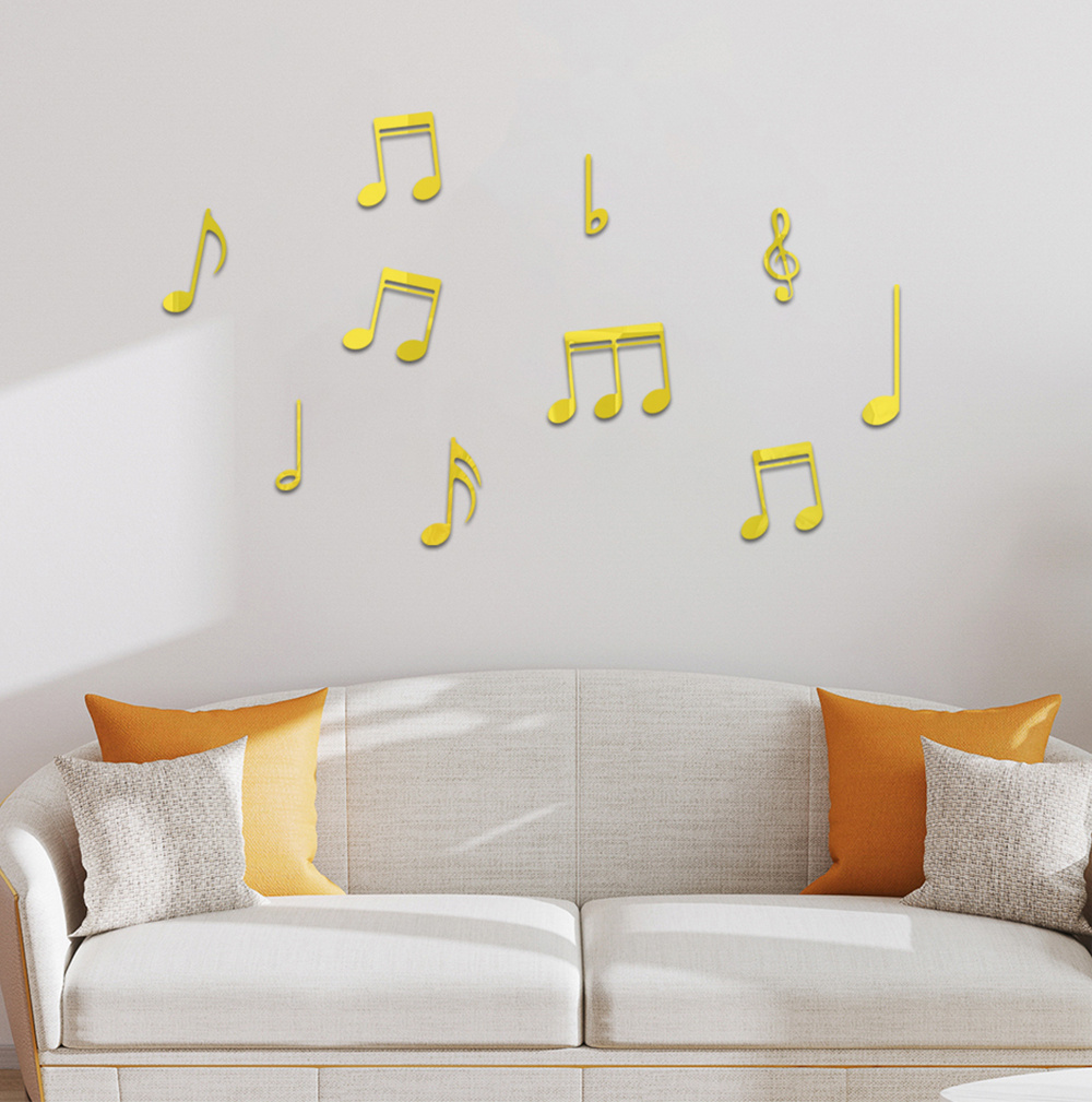 10 pezzi di note musicali, creativi adesivi murali in acrilico a specchio,  decorazioni per la classe di musica dell'asilo, disposizioni di arte murale  adesive decorative - Temu Italy