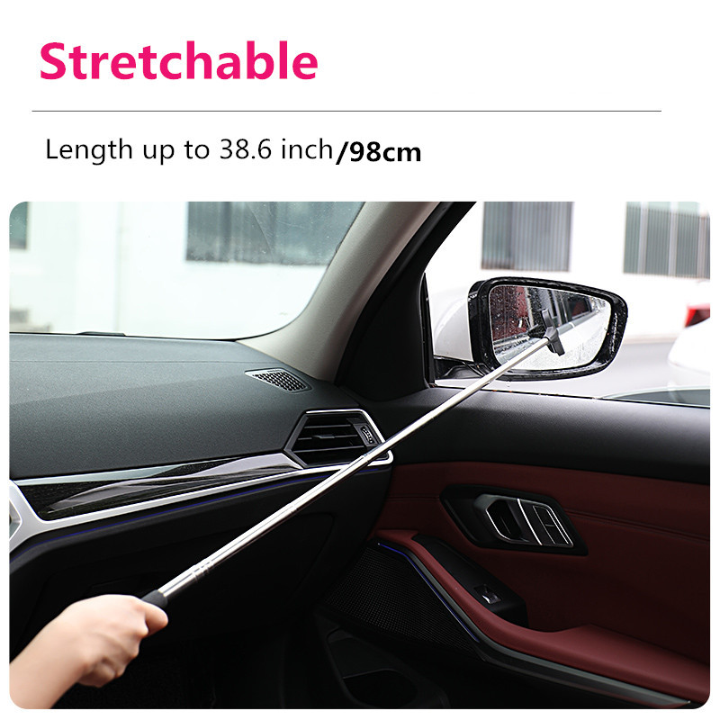 Herrnalise Multifunctional Retractable Portable Wiper,Clean Car Rearview  Mirror Wiper,2-in-1 Window Cleaner,Great for Gas Station, Glass, Shower