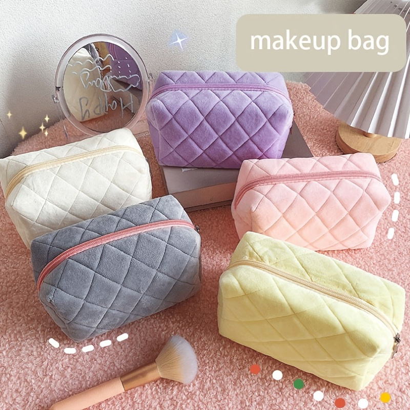 Plaid Pattern Square Makeup Bag, Zipper Cosmetic Bag, Cosmetic Organizer  Versatile Travel Toiletry Bag - Temu