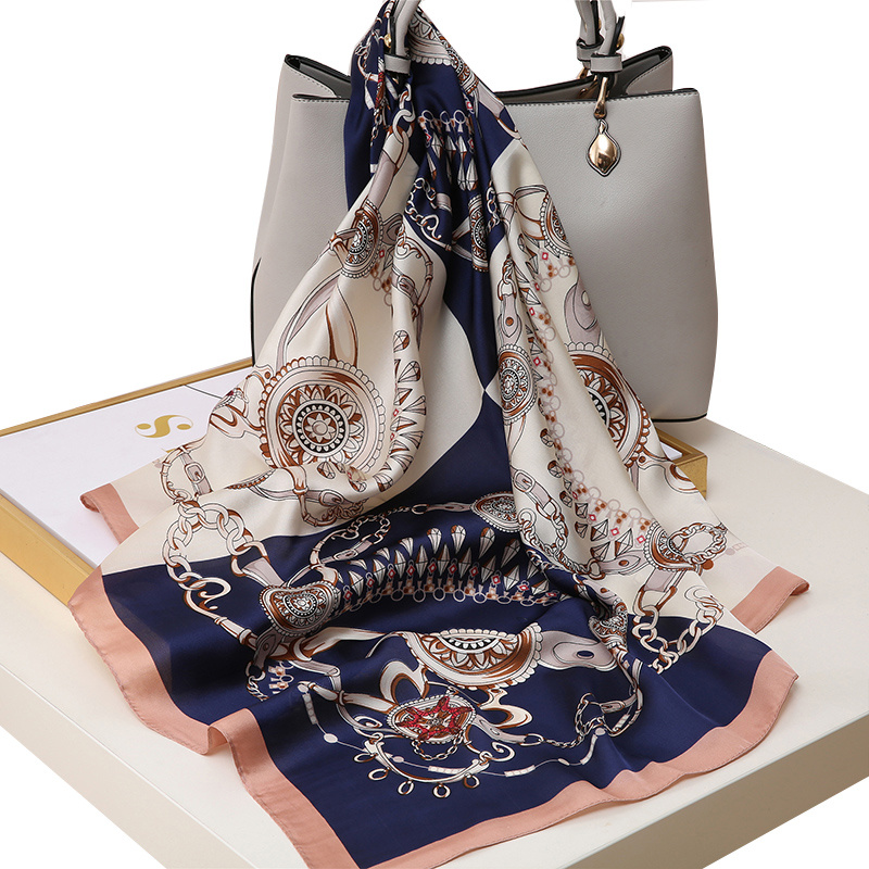 Patterned Satin Scarf - Beige/patterned - Ladies