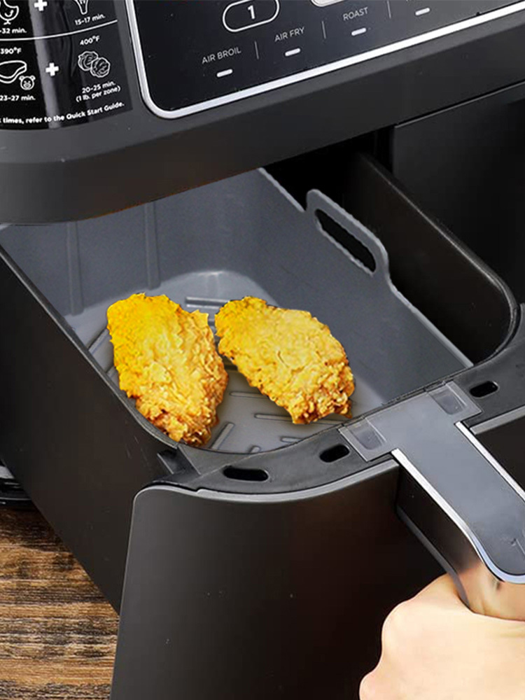 1/2PCS Air Fryer Silicone Tray Dish Dual 2 Basket Baking Pan Oven