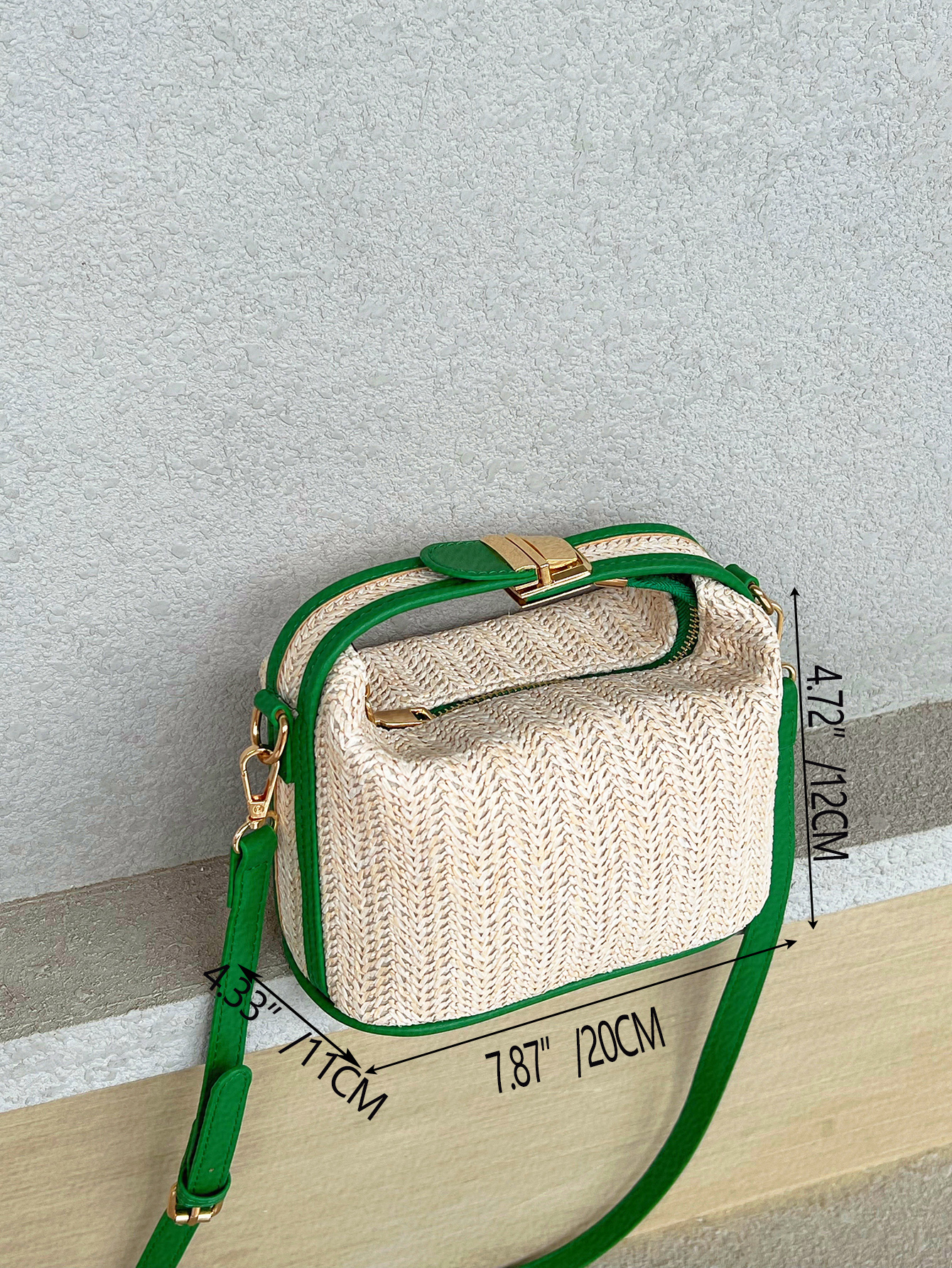 Straw Crossbody Bag Vacation Style Zipper Shoulder Bag Top Temu