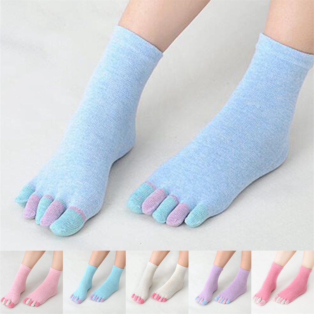 Toe Socks Men Five Fingers Socks Breathable Cotton Socks Sports Running  Solid Color Black White Grey