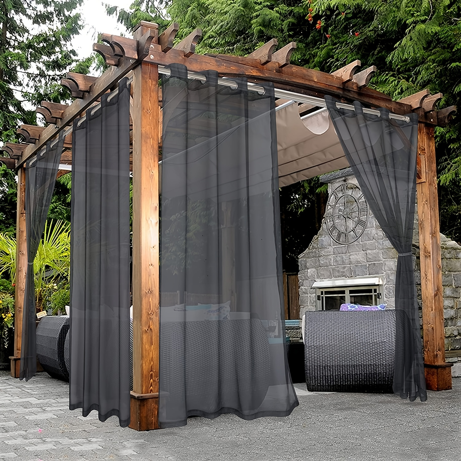 

1 Panel Waterproof Sheer Curtains 54*84in, Indoor/outdoor Curtains With Grommets, Curtains For Living Room, Bedroom, Pergola, Porch, Deck, And Cabana, Garden Decor