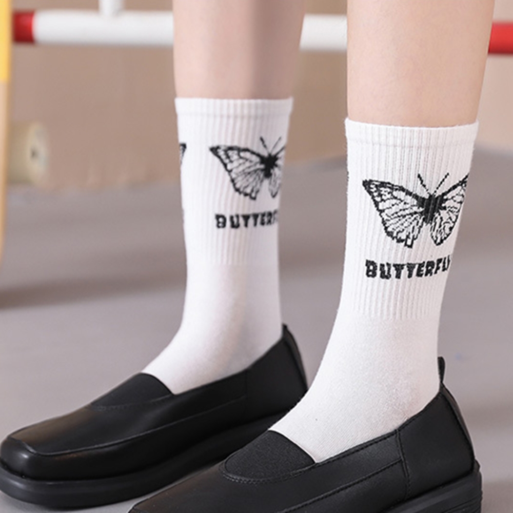 Red Pink Black White Butterfly Woman Socks for Women Socks Woman 여성용 여아양말  여성 세트 Calcetines Divertidos Mujer Divertidos - AliExpress