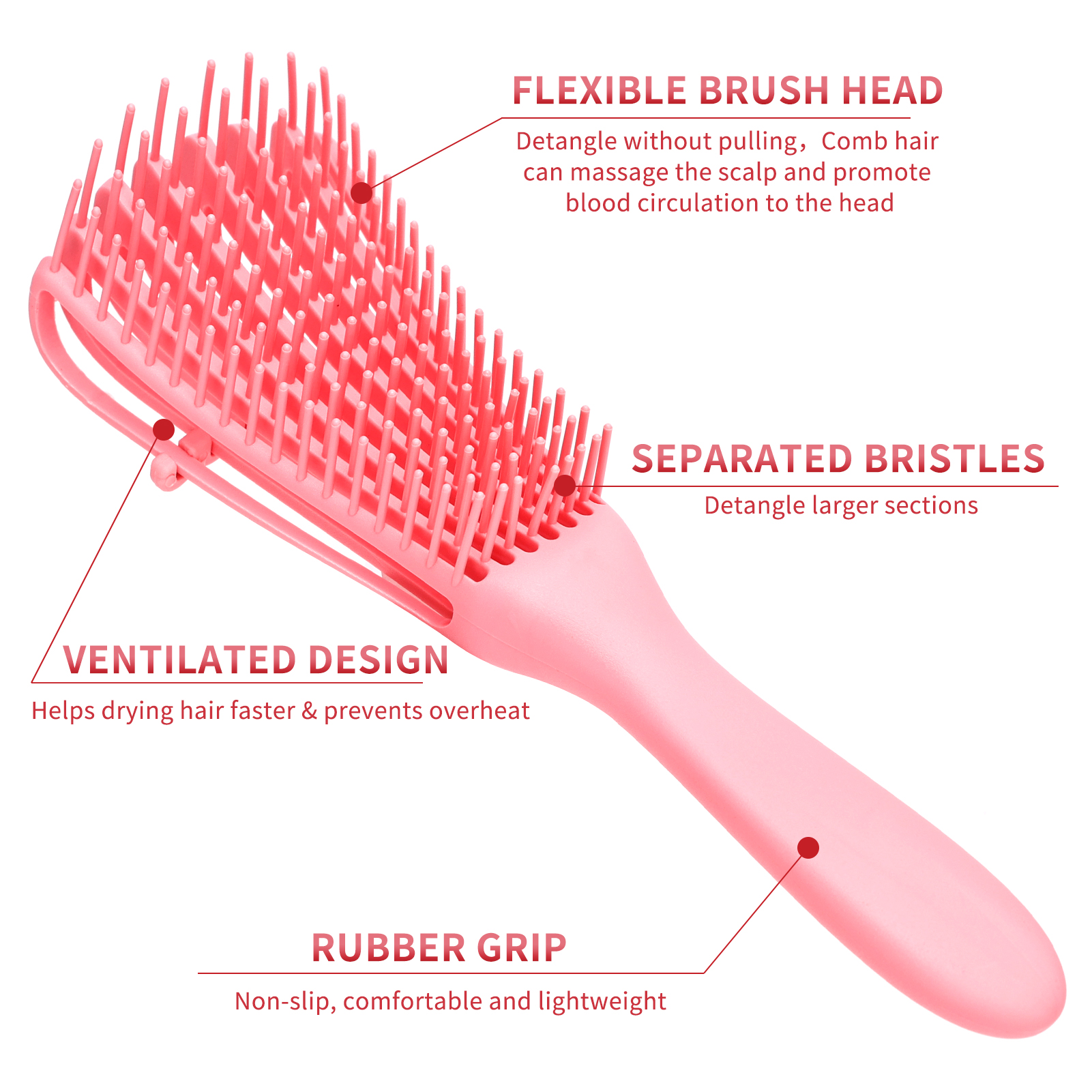 hair brush detangling brush scalp massage hair comb detangling brush for curly hair brush detangler hairbrush women men salon details 3