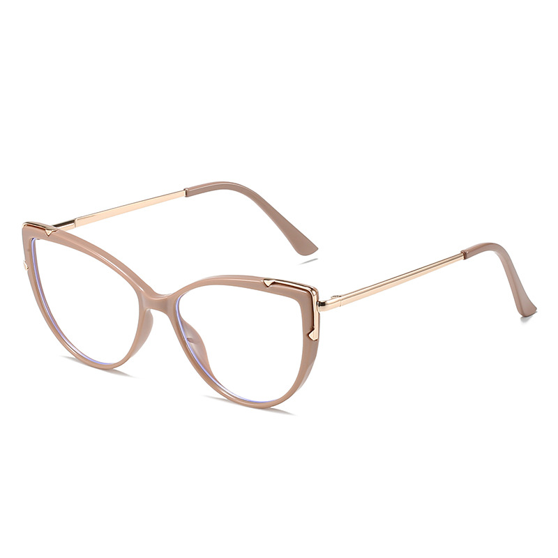 Cat Eye Oversized Round Frame Light Blocking Glasses