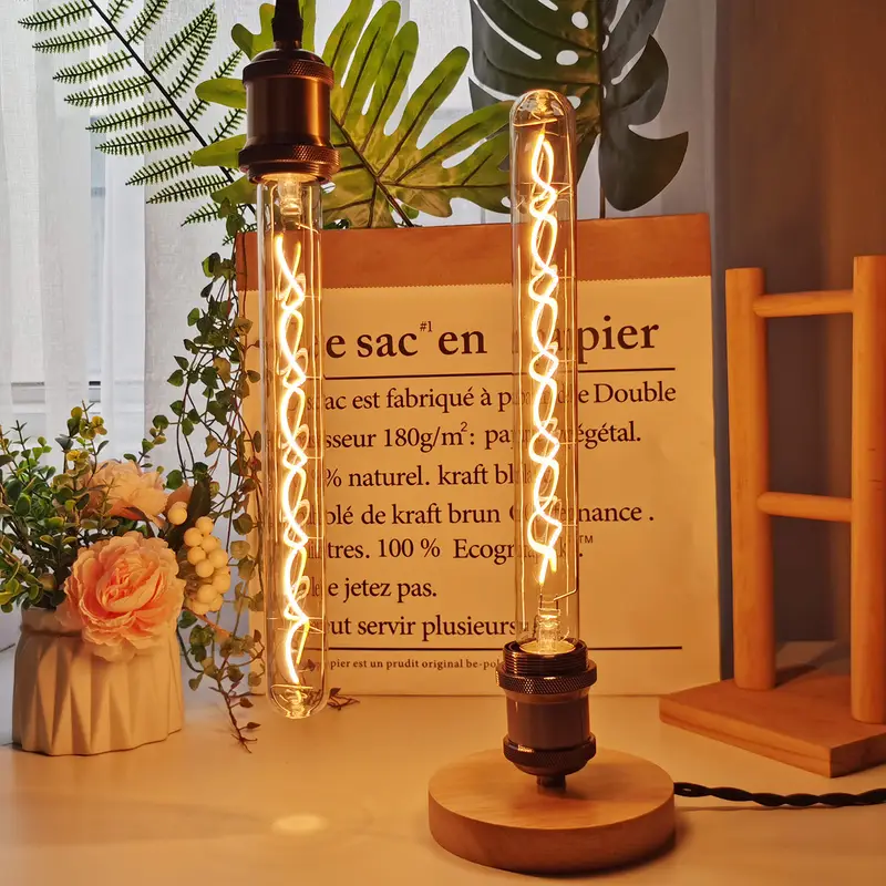 1 pz lampadina led vintage edison t10 t300 lampadina led a spirale dimmerabile tubolare lunga 110v e26 2300k luce calda lampadina decorativa 1 25 x11 81 dettagli 5