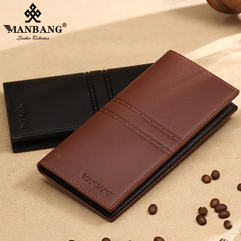 Men's Wallet Long Three-fold Vertical Open Soft Wallet Multi-card