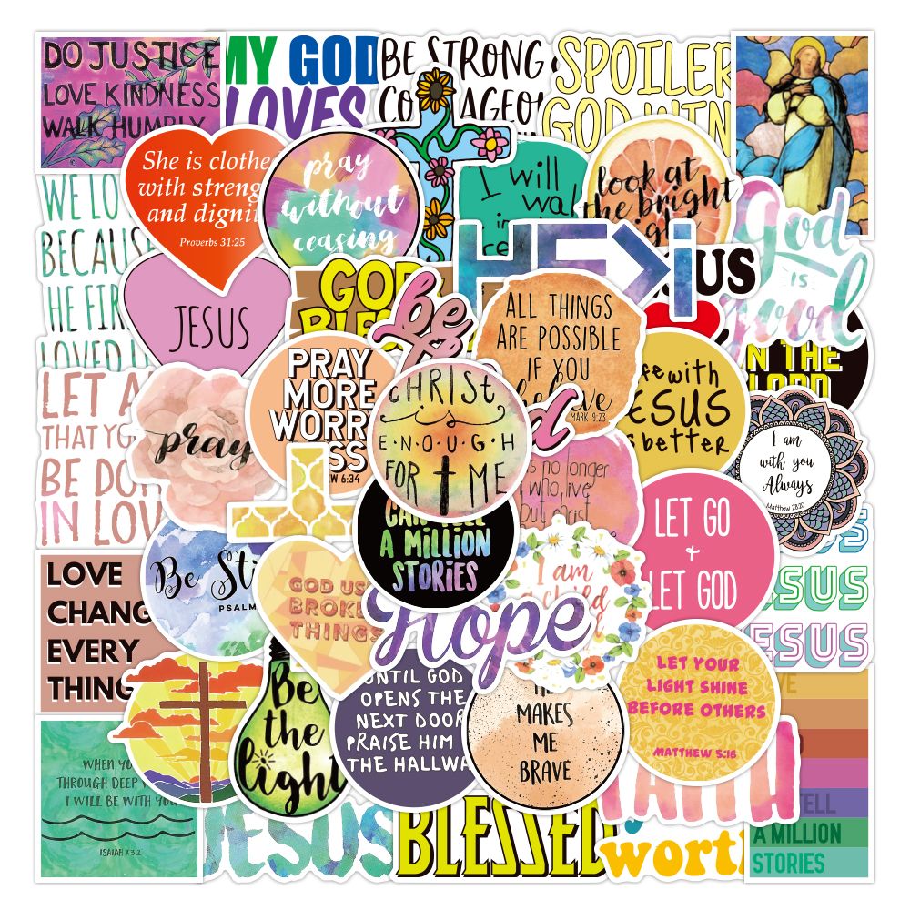 50pcs bible stickers jesus decals for notebook water bottle luggage sticker