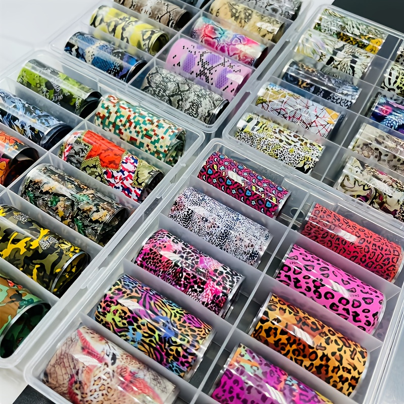 

10 Nail Foils Mixed Nail Art Glitter Stickers Wraps Decal Transfer Foil, Snake Print Leopard Print Flower Butterfly Decal Transfer Paper Easter