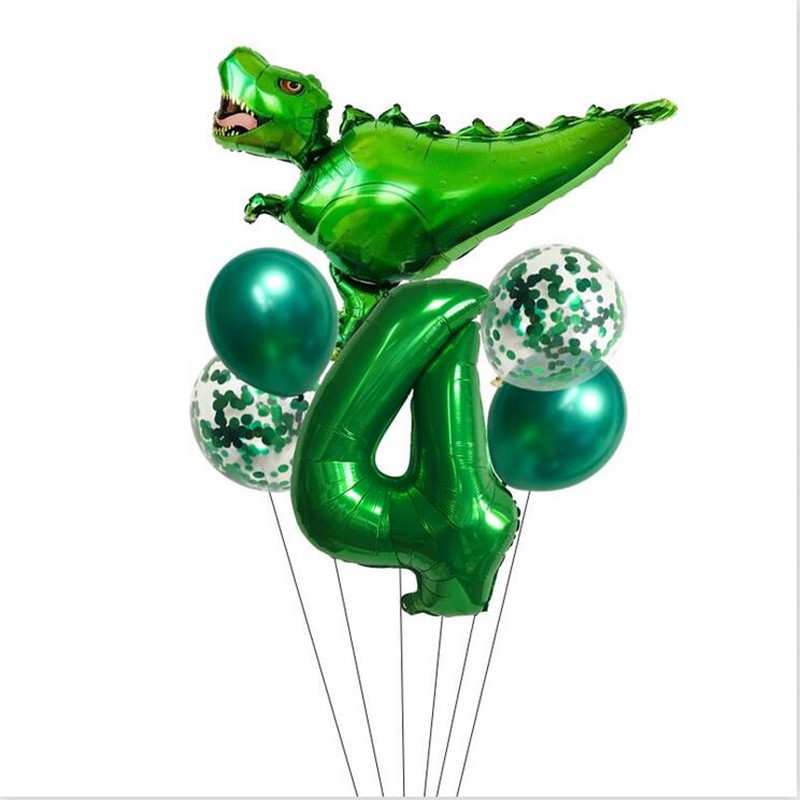 7pcs, palloncini con numeri di dinosauro (12,6''x18 ''), palloncini in  alluminio, dinosauro verde e giocattoli con palloncini numerici, per la  decorazione di scene, decorazioni per la casa, decorazioni per la stanza,  forniture