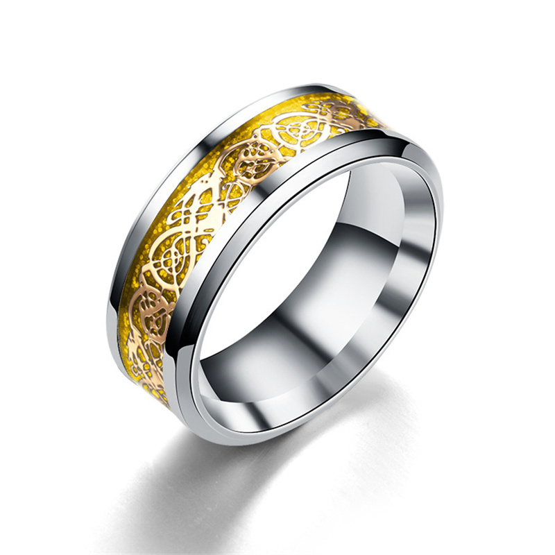 Men's Stylish Dragon Pattern Stainless Steel Ring