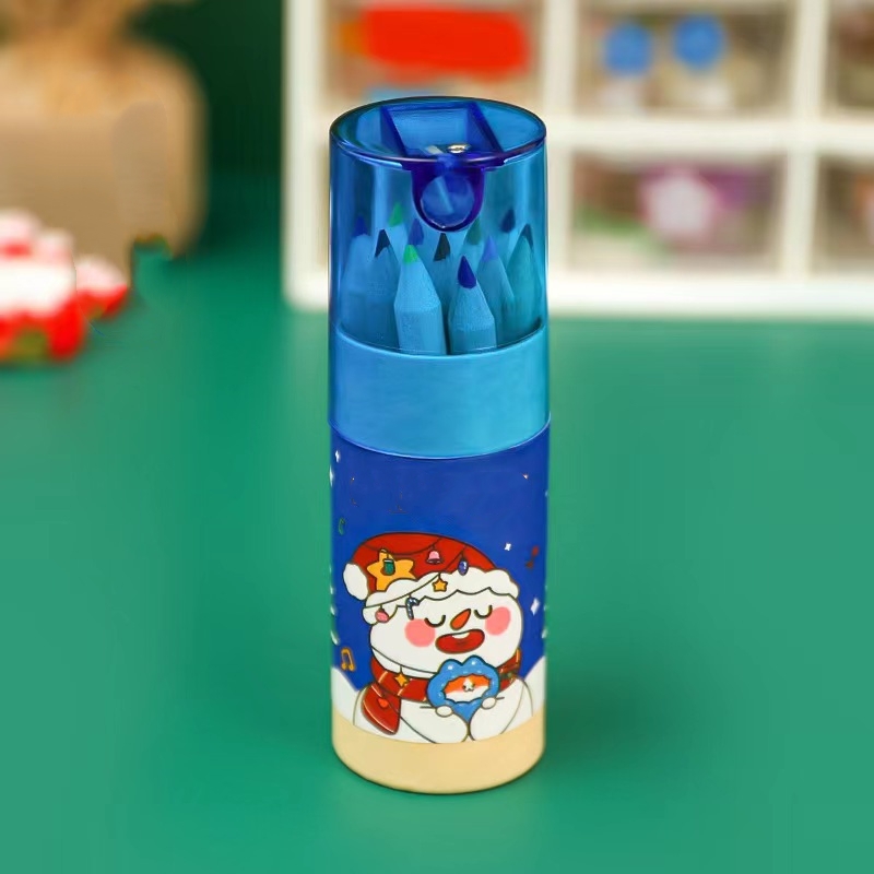 Christmas Colored Pencil Christmas 12 Colors Bucket Colored - Temu