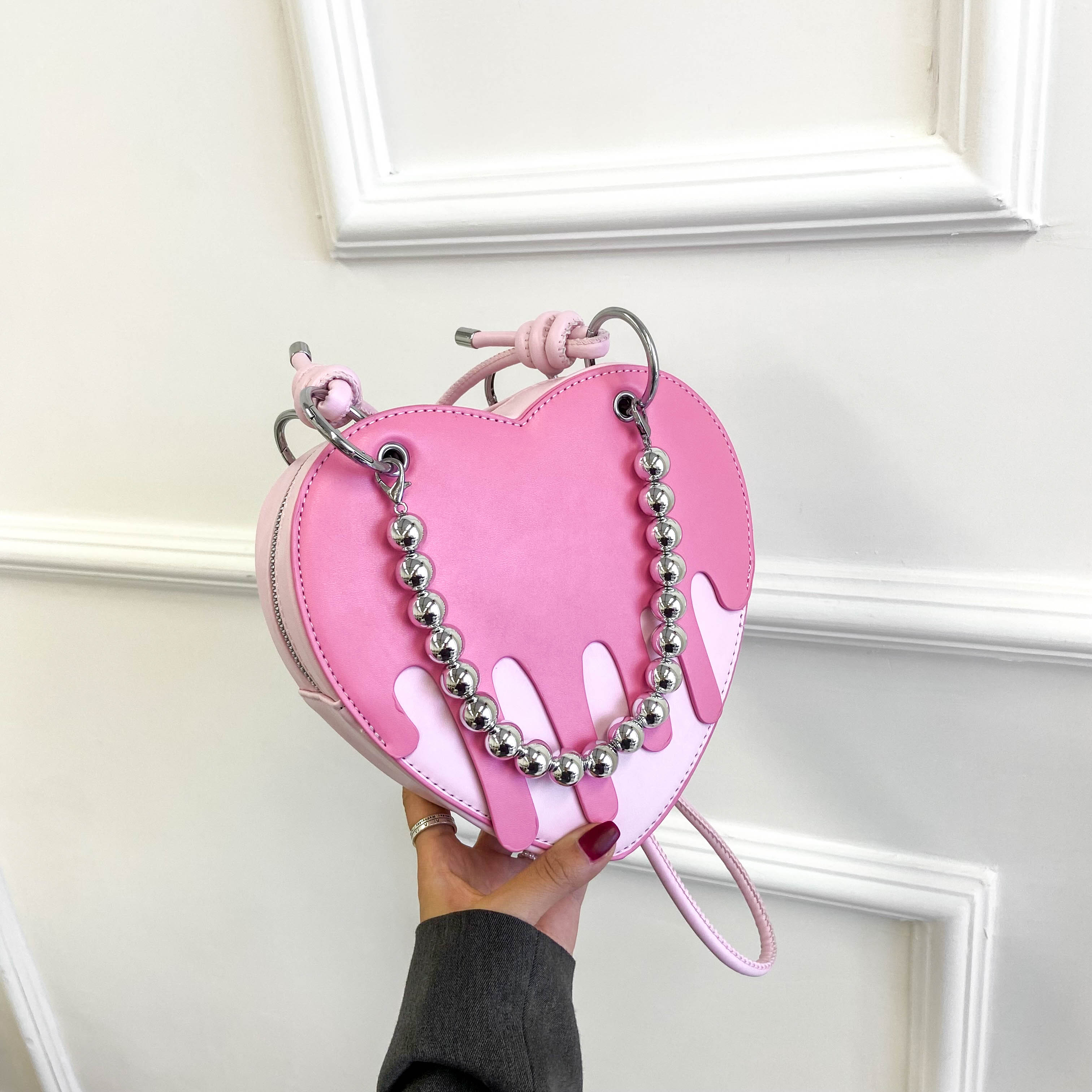Pink heart shaped bag