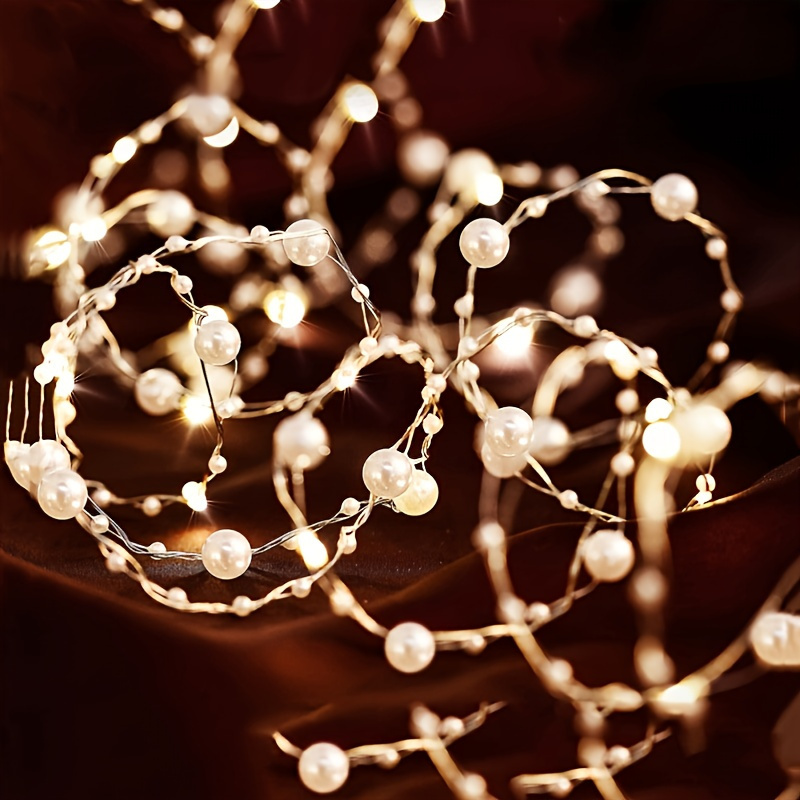 1 Stk. Neue LED-Kupferdraht-Lichterkette mit Batteriebox, Perlen-Lichterkette für Weihnachten, Hochzeit, Raumdekoration, 2 Meter lange Kette mit 20 Lichtern