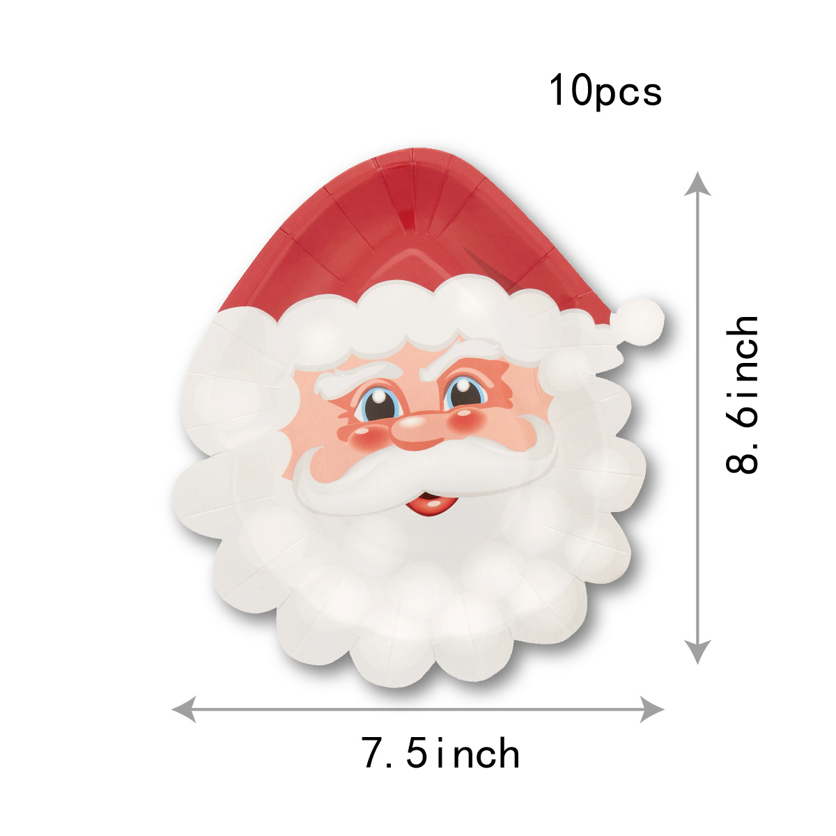 10pcs-9in Disposable Paper Plates With Santa Claus Print, Suitable For  Christmas Party, Birthday, Outdoor Bbq And Camping