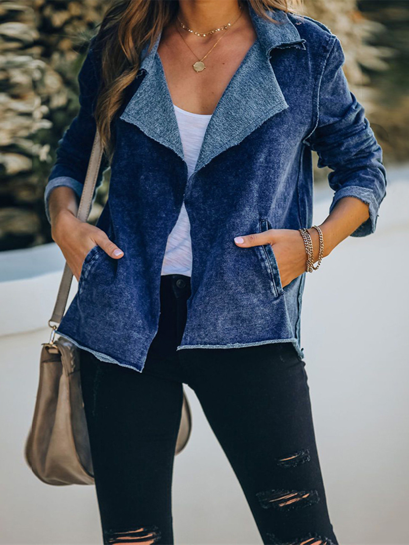 Womens Casual Long Sleeve Denim Jacket