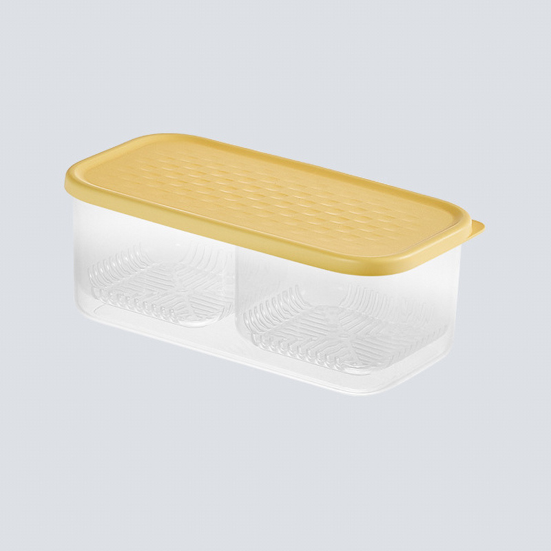 1pc Fridge Garlic Storage Box, Checkered Storage Box, Fridge Storage Box, Food Grade Kitchen Supplies, 1000ml/33.82oz